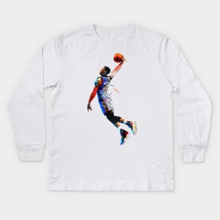 Russell Westbrook Low Poly Kids Long Sleeve T-Shirt